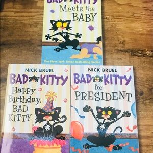 3 Bad Kitty series Kids Book lot Nick Bruel Comic Strip Graphic novels ages 7-9